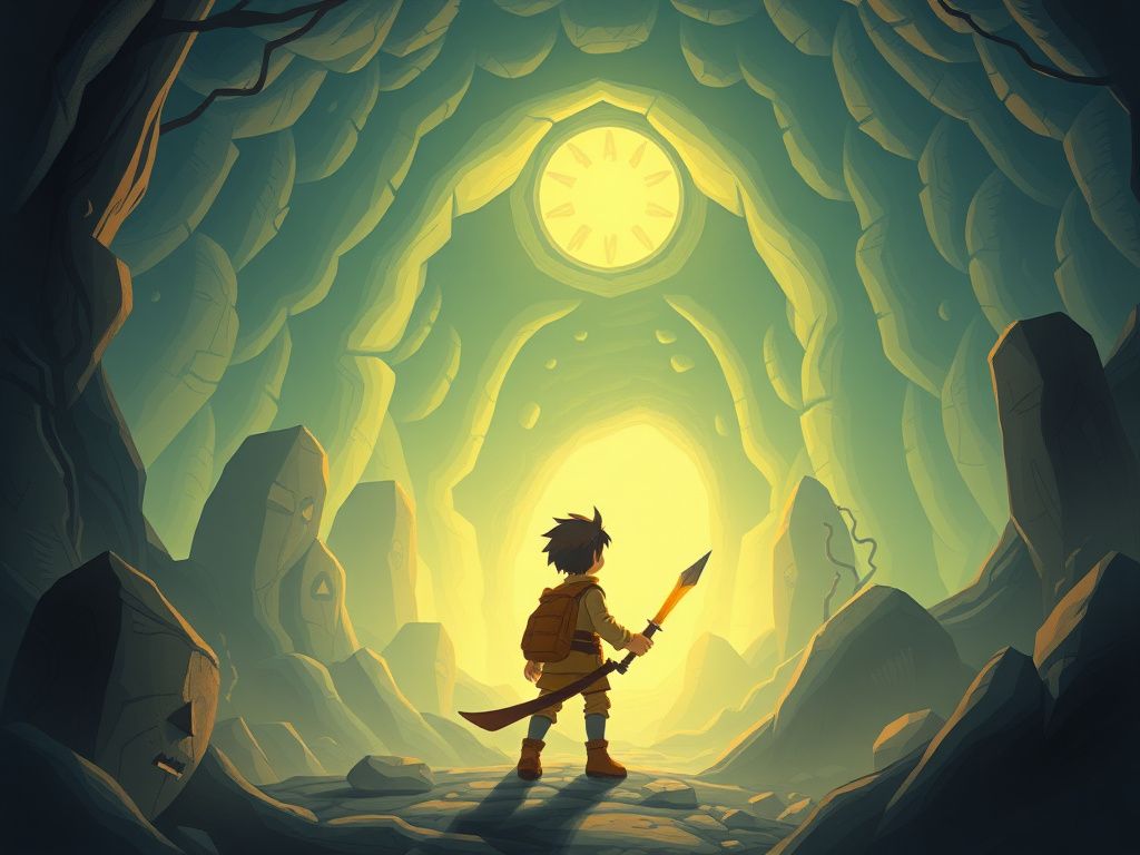 Korean webtoon hunter facing a glowing dungeon